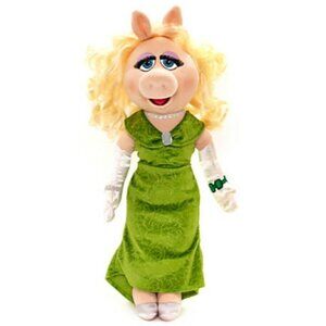 Muppets Disney New Miss Piggy Bean Bag Plush Green Doll Authentic 19 inch